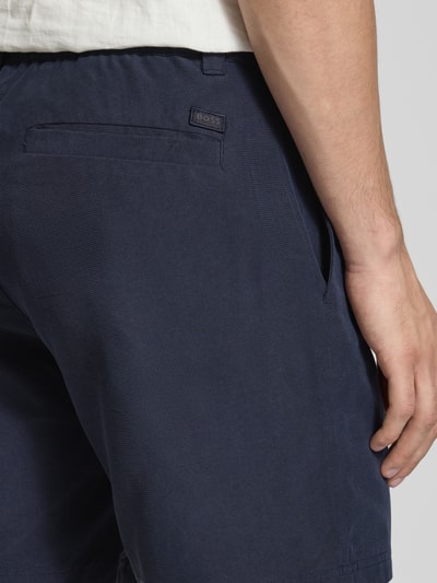 BOSS Orange Tapered bermuda van lyocellmix, model 'SANDREW-5' Marineblauw - 3