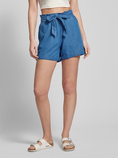 Only Loose Fit High Waist Shorts mit Bindegürtel Modell 'BEA SMILLA' Jeansblau 4