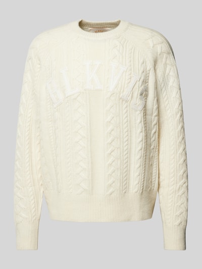 BLKVIS Strickpullover mit Zopfmuster und Rundhalsausschnitt Offwhite 1