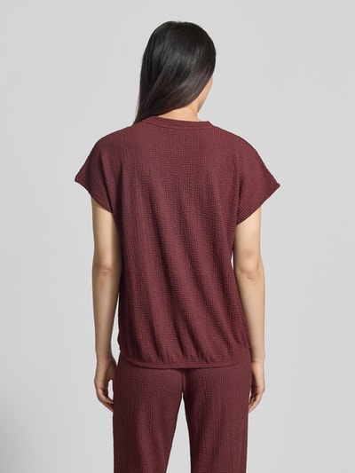 Christian Berg Woman t-shirt z fakturowanym wzorem i okrągłym dekoltem Czekoladowy 5
