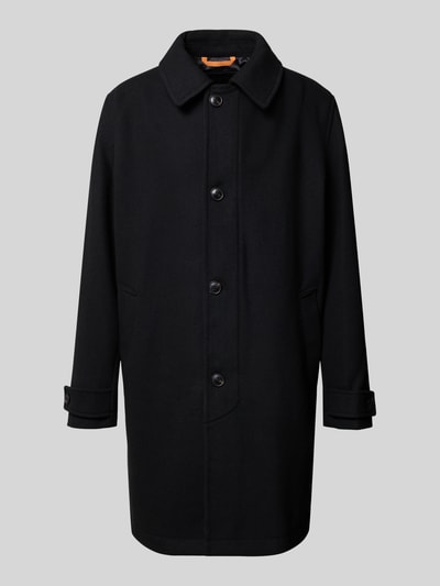 BOSS Orange Regular fit lange wollen jas met platte kraag, model 'OCOZIER' Zwart - 2