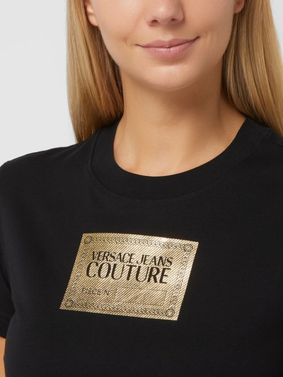 Versace Jeans Couture T-shirt met logo in goudkleurige look  Zwart - 3