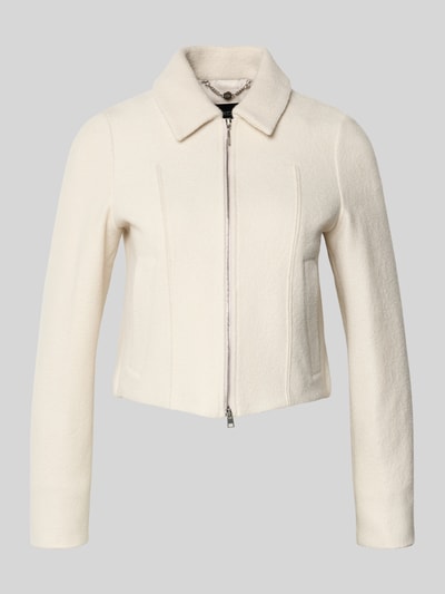 Marc Cain Żakiet o kroju regular fit z żywej wełny z zamkiem błyskawicznym dwustronnym Piaskowy 2