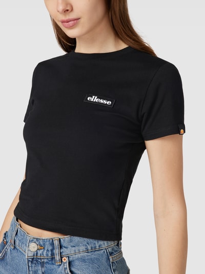 Ellesse Kort T-shirt met labelpatch, model 'Chelu' Zwart - 3