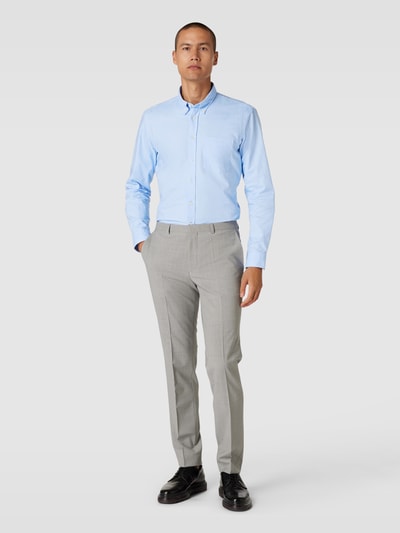 Jake*s Business-Hemd mit Button-Down-Kragen Bleu 1