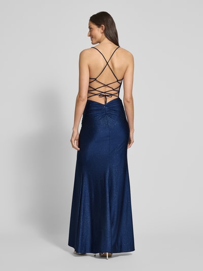 Mascara Abendkleid mit Gehschlitz und Herz-Ausschnitt Marine 5