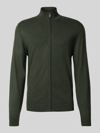 MCNEAL Slim Fit Strickjacke aus Viskose-Mix mit Reißverschluss Dunkelgruen Melange 2