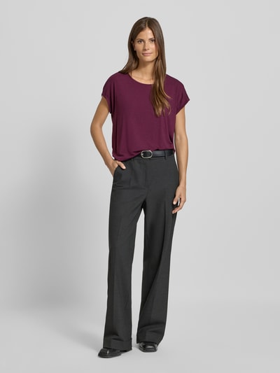 Vero Moda Regular Fit T-Shirt aus Lyocell-Mix Modell 'AVA' Bordeaux 1