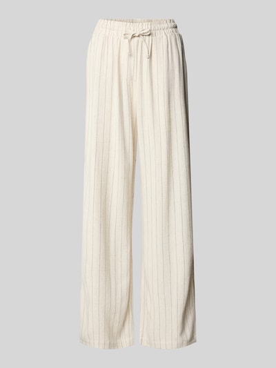 Produktfoto, Stoffhose aus Viskose-Mix mit elastischem Bund von Apricot, Wide Leg, Leinen-Viskose-Anteil, Tunnelzug, cremefarben, fein gestreift