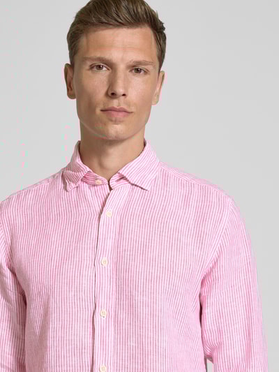 FIL NOIR Regular Fit Businesshemd aus reinem Leinen Modell 'ROMA' Pink 3
