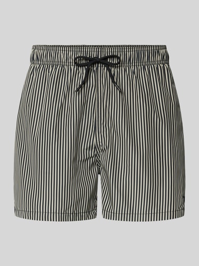 Produktfoto, Badehose mit Tunnelzug von Emporio Armani im Regular-Fit mit Elastikbund, Seitentaschen und Label-Stickerei, gestreiftes Muster