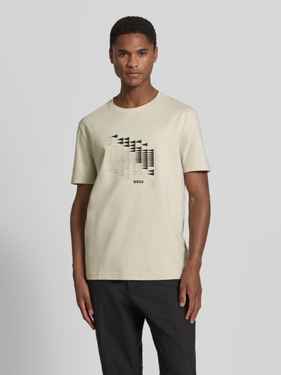 BOSS Green Relaxed Fit T-Shirt aus Baumwoll-Mix Modell 'TS_NETWORK FLAG' Sand 4