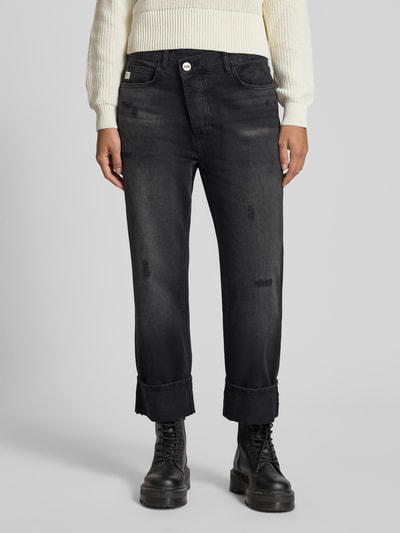 Goldgarn Jeansy o kroju straight fit z asymetrycznym pasem model ‘CROSSFIT’ Czarny 4