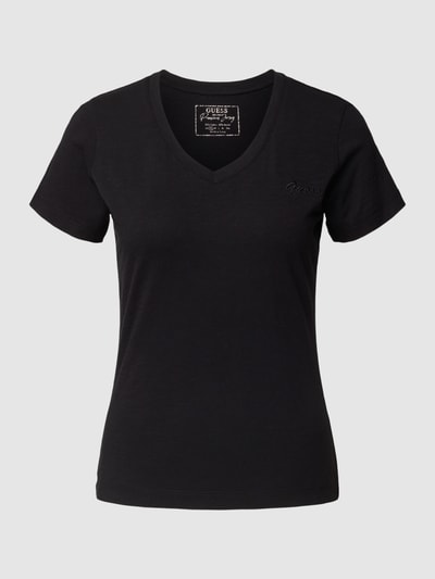 Guess T-Shirt mit V-Ausschnitt Black 2