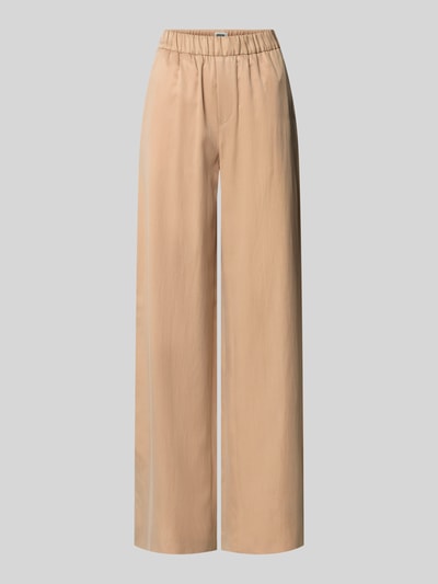 Produktfoto, Wide Fit Stoffhose mit elastischem Bund Modell 'Consider' von Drykorn aus Cupro-Mix mit Baumwolle in Beige, sichtbare Gesäßtaschen, glatte Textur