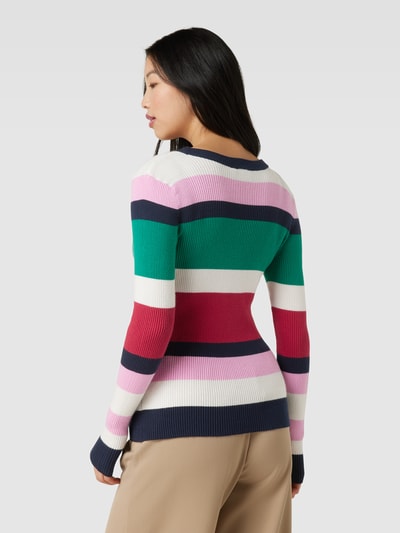 Vila Gebreide pullover met streepmotief, model 'MAXINIA' Felroze - 5