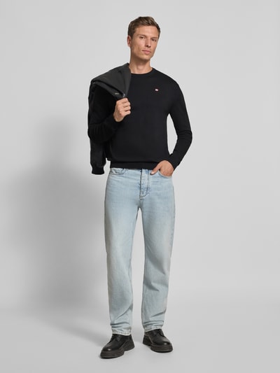 Napapijri Regular Fit Longsleeve mit Logo-Stitching Modell 'Droz' Black 1