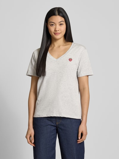 ICHI T-Shirt mit Motiv-Stitching Modell 'KENNEDY' Hellgrau 4