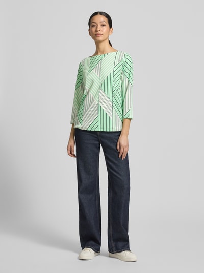 s.Oliver RED LABEL Regular Fit Blusentop mit Allover-Muster Hellgruen 1