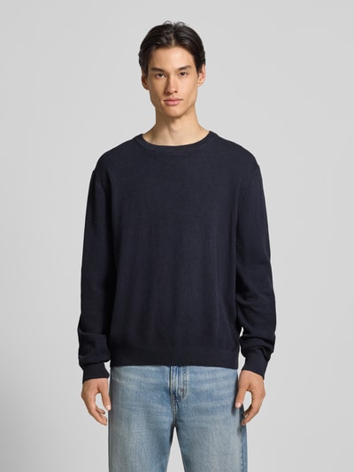 Tom Tailor Regular fit gebreide pullover van zuiver katoen Marineblauw - 4