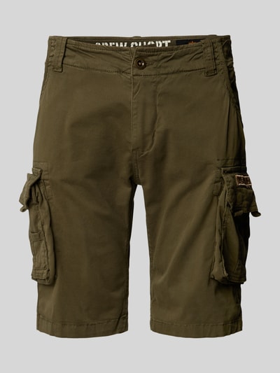Alpha Industries Regular Fit Cargoshorts mit Label-Stitching Modell 'CREW SHORT' Oliv 2
