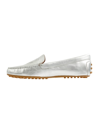 Lauren Ralph Lauren Mocassins van leer in metallic look, model 'Bartlett' Zilver - 4