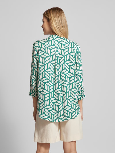 More & More Blouse van viscose met all-over motief en 3/4-mouwen Flessengroen - 5