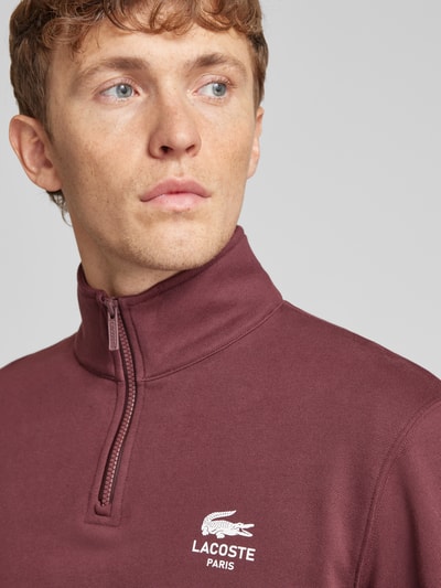 Lacoste Sweatshirt mit Stehkragen Modell 'HERITAGE' Bordeaux 3