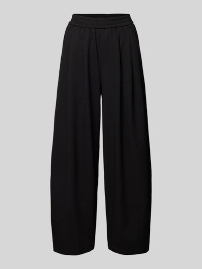 Produktfoto, schwarze Loose Fit Bundfaltenhose mit Viskose-Anteil Modell 'MARIELA LIFE' von Only, unifarbene Optik, elastischer Bund, seitliche Eingrifftaschen