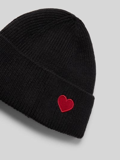 Kurt Beines Czapka z dzianiny z wyhaftowanym motywem model ‘Happy Heart’ Czarny 2