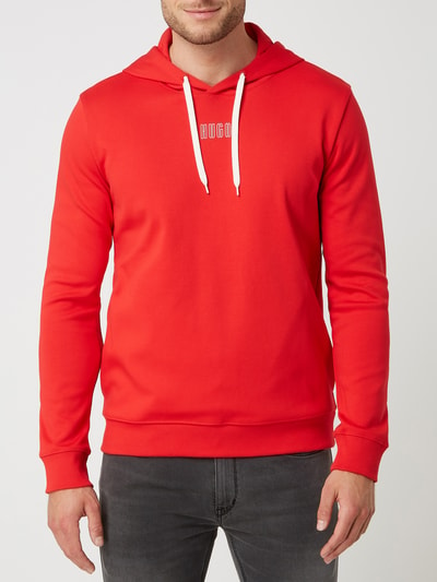 HUGO Hoodie met logoprints, model 'Dondy' Rood - 4