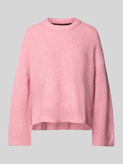 Produktfoto, rosa Strickpullover mit Rundhalsausschnitt, lockere Passform, JJXX Strickpullover mit Rundhalsausschnitt Modell 'SIGGA DIVERSE', Material-Mix mit Woll-Anteil, Rückenlänge 57 cm, Ärmellänge 54 cm