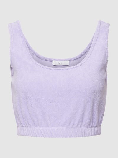 Jake*s Casual Crop Top aus Frottee Lila 2