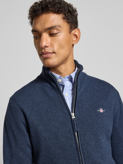 Gant Strickjacke mit Reißverschluss Marine Melange 3