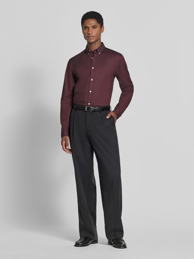 Lindbergh koszula casualowa o kroju regular fit z mieszanki bawełny model 'Oxford' Ciemnoczerwony 1