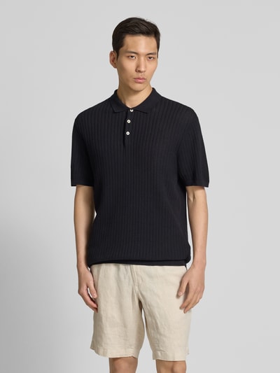 Casual Friday Regular Fit Poloshirt mit Strukturmuster Modell 'Karl' Dunkelblau 4