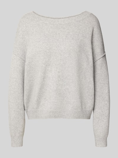 Review Gebreide pullover met diepe boothals Lichtgrijs gemêleerd - 2