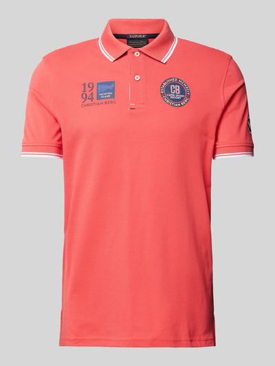 Christian Berg Men Regular fit poloshirt met labelbadges Lichtrood - 2