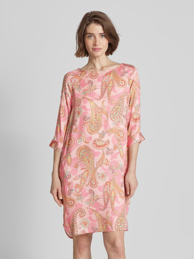 Milano Italy Knielanges Kleid mit Paisley-Muster Pink 4