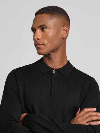 SELECTED HOMME Regular fit gebreide pullover van puur katoen, model 'BERG' Zwart - 3