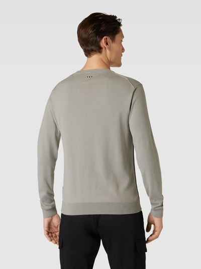 Napapijri Gebreide pullover met labelstitching, model 'DECATUR' Steengrijs - 5