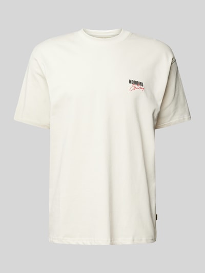 WOODBIRD T-shirt met labelprint, model 'Baine Ganbei' Wit - 2
