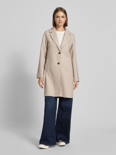 Only Regular fit lange jas met binnenstebuitennaden, model 'CARRIE' Ecru gemêleerd - 4