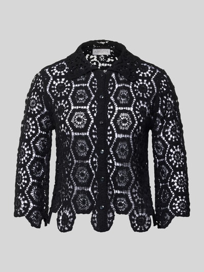 Produktfoto, Cardigan aus Häkelspitze von Apricot in Schwarz, reine Baumwolle, Slim-Fit, Hemdblusenkragen, Knopfleiste, strukturierte Häkeloptik