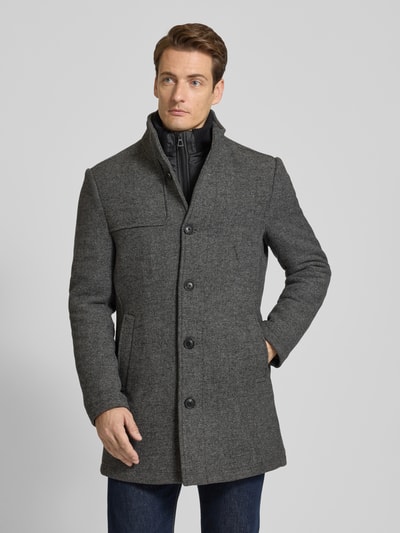 Lerros Lange jas met opstaande kraag en steekzakken Middengrijs - 4