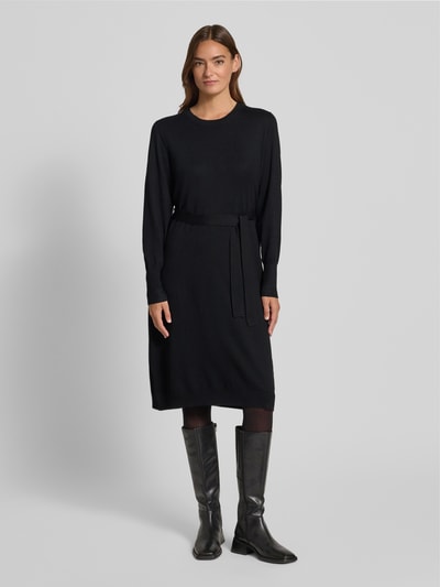 FREE/QUENT Strickkleid aus Viskose-Mix mit Bindegürtel Modell 'Conny' Black 4