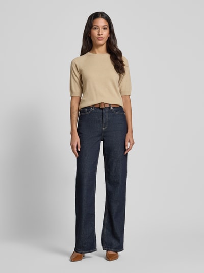 MM Regular fit gebreide pullover van een mix van wol en kasjmier, model 'YEN' Beige - 1