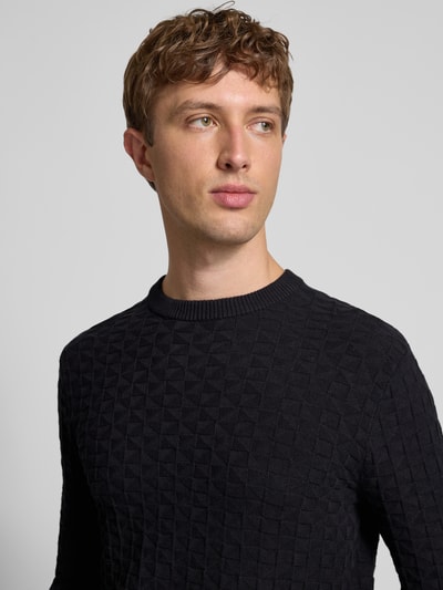 Only & Sons Regular Fit Strickpullover mit Strukturmuster Modell 'KALLE' Black 3