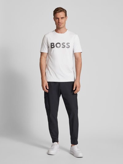 BOSS Green T-Shirt mit Label-Print Hellgrau 1