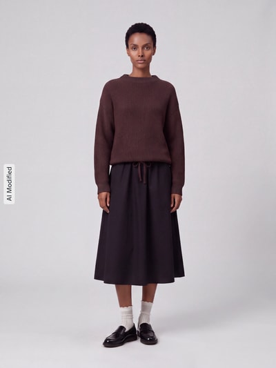 Jake*s Casual Regular Fit Pullover mit Tunnelzug Dunkelbraun 1